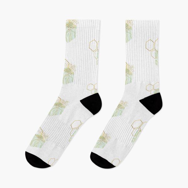 Item preview, Abstract pastel green and gold marble honeycomb design designed and sold by CreativeStrand.