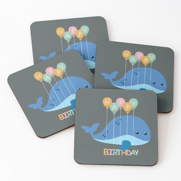 Item preview, Happy Birthday Illustration with Whale at Balloons designed and sold by AlginaPugachova.