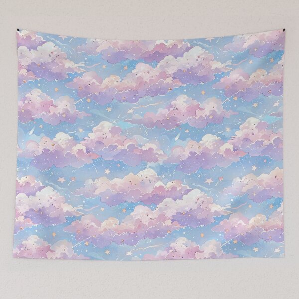 Item preview, Dreamy skyscape, pastel clouds, scattered stars designed and sold by CoolPixels.