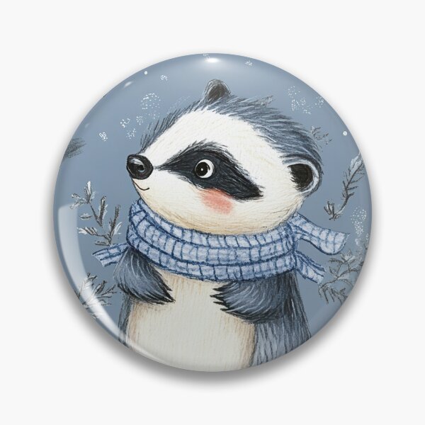 Item preview, winter badgers with scarfs in blue designed and sold by PoppyLaneStudio.
