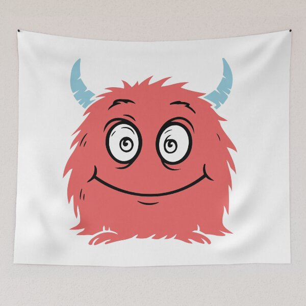Item preview, Cute little red monster with blue horns designed and sold by AFernandesDSG.