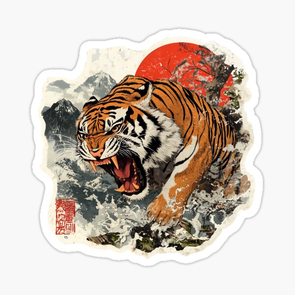 Item preview, Roaring Tiger in Traditional Japanese Style designed and sold by Gooos.