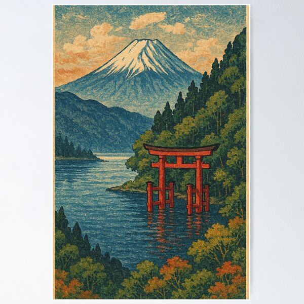 Item preview, Mount Fuji Over Lake Ashi – Hakone Landscape designed and sold by placesonearth.