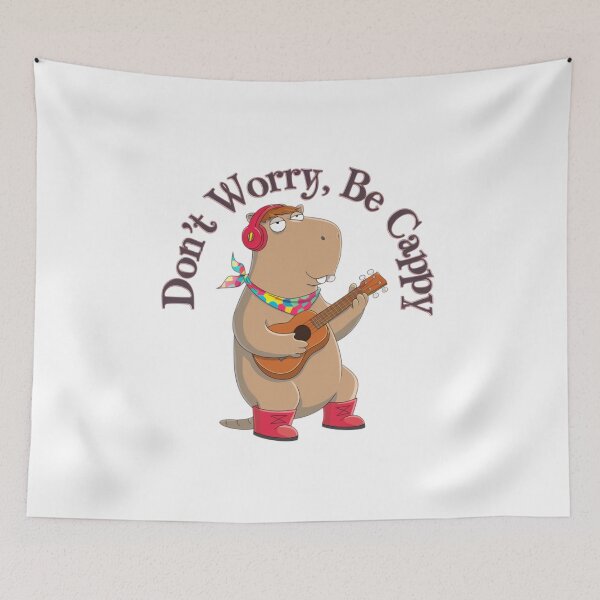 Item preview, Don't worry, Be happy, Capybara, funnyfits70, Humor, Funny, retro, vintages, funny quotes, animal humor, designed and sold by FunnyFits70.