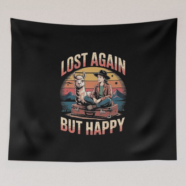 Item preview, Lost Again But Happy – Boho Adventure with Llama and Sunset Vibes designed and sold by love3617.