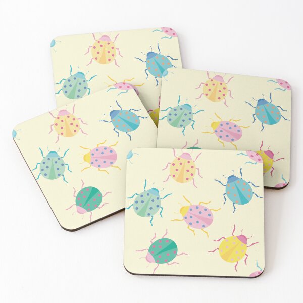 Item preview, Colorful bugs with pastel ladybugs and soft yellow background designed and sold by StudioPippinDesigns.