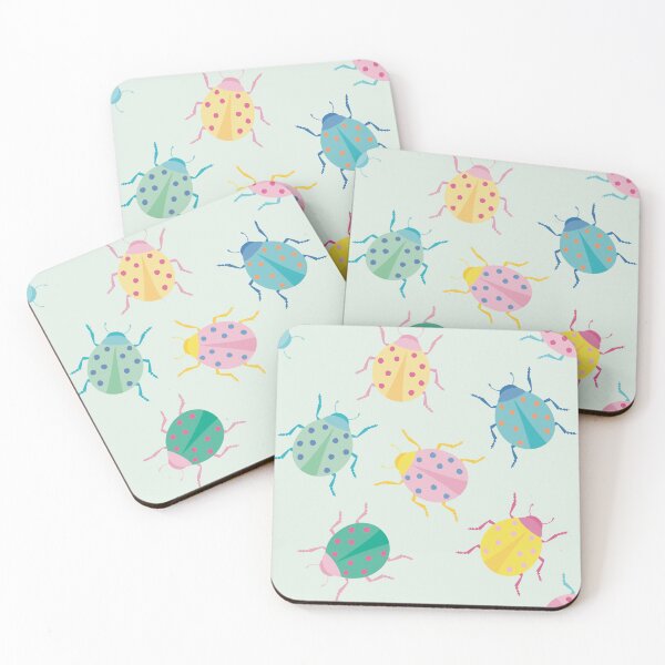 Item preview, Colorful bugs with pastel ladybugs and soft green background designed and sold by StudioPippinDesigns.
