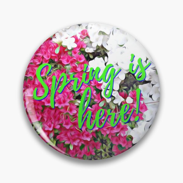 Item preview, Pink and white flowers with green spring is here text  designed and sold by wallartofmio.