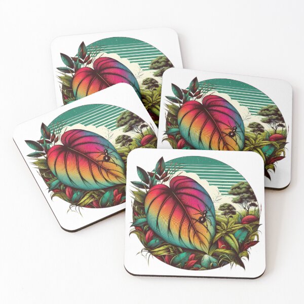 Item preview, vintage colorful leaf with ant in the grass,Vintage Flowers,Retro Flowers,retro floral,vintage nature designed and sold by Expressions-Sel.