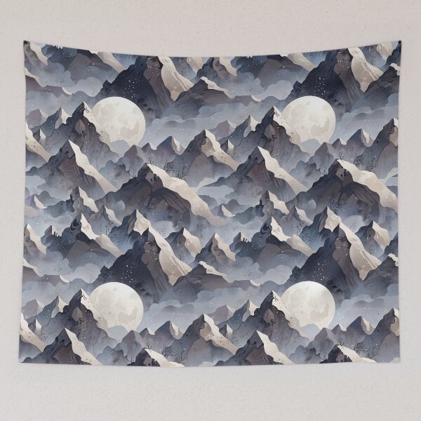 Item preview, Mountain Landscape with Moon Under a Nocturnal Sky designed and sold by CoolPixels.