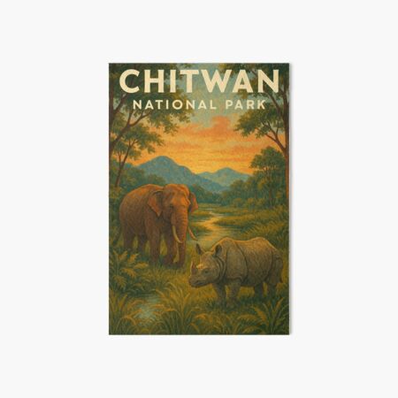 Item preview, Chitwan National Park – Sunset Over Rhino and Elephant designed and sold by placesonearth.