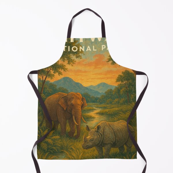 Item preview, Chitwan National Park – Sunset Over Rhino and Elephant designed and sold by Places On Earth.