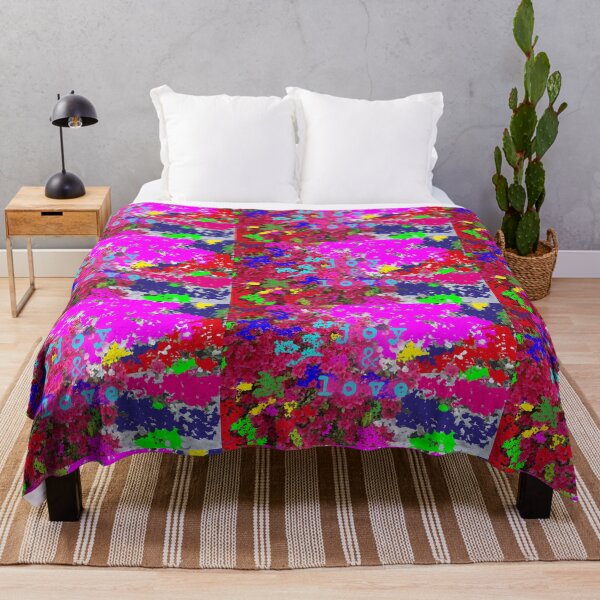 Item preview, With colourful flowers background joy and love text designed and sold by wallartofmio.