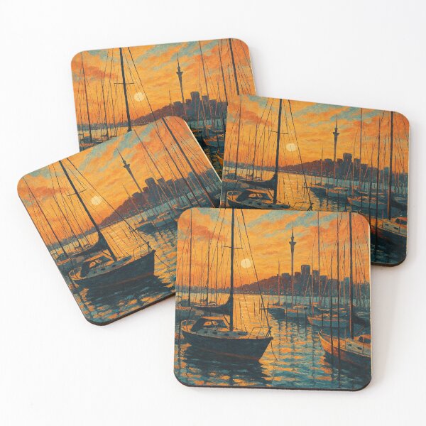 Item preview, Westhaven Marina – Sky Tower and Boats at Dusk designed and sold by Places On Earth.