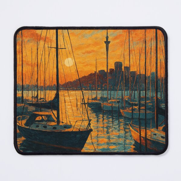 Item preview, Westhaven Marina – Sky Tower and Boats at Dusk designed and sold by Places On Earth.