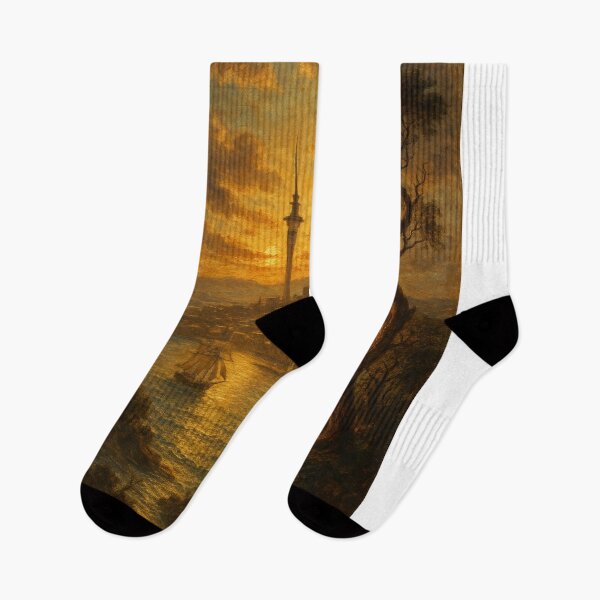 Item preview, Auckland Skyline – Sailboats and Sky Tower at Dusk designed and sold by Places On Earth.