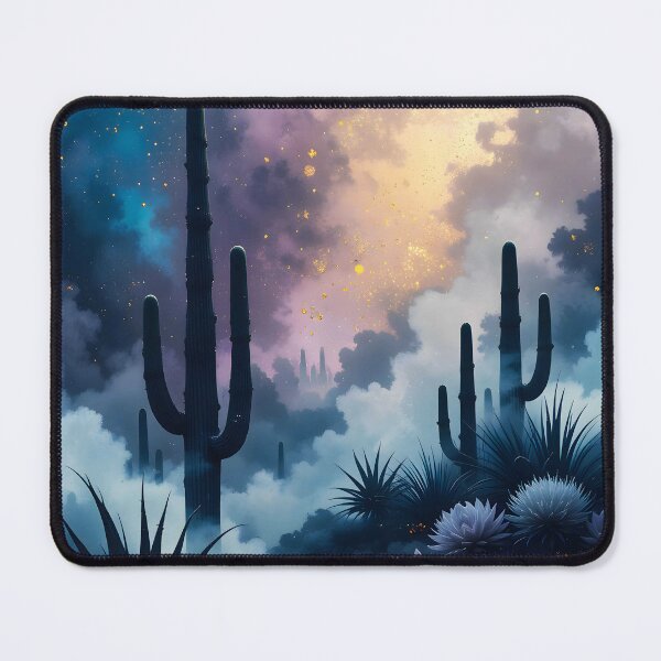 Item preview, Cactus Under Stars, Magical Night in the Desert with Cactus and Clouds, Wandering Through a Dreamy Desert Evening, Magical Landscape designed and sold by Kintsugi99.
