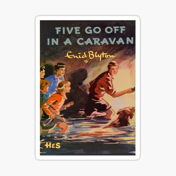 Artikel-Vorschau von Die Fünf Freunde von Enid Blyton, Fünf ziehen mit dem Wohnwagen los, designt und verkauft von booksnbobs.