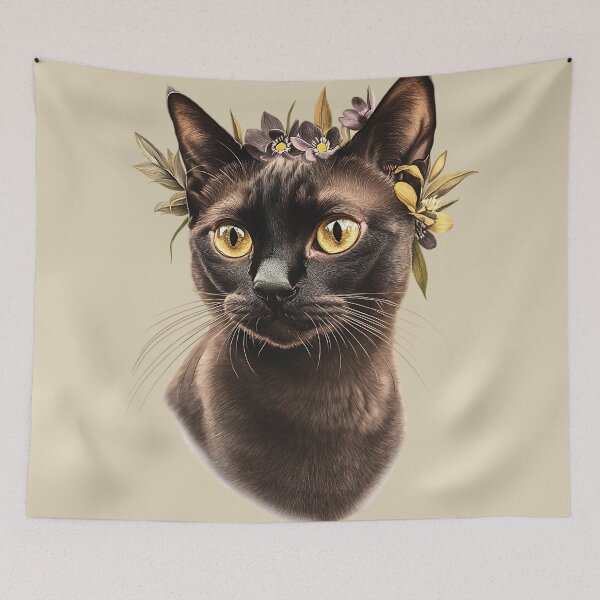 Item preview, Floral Burmese Cat designed and sold by bapupa.