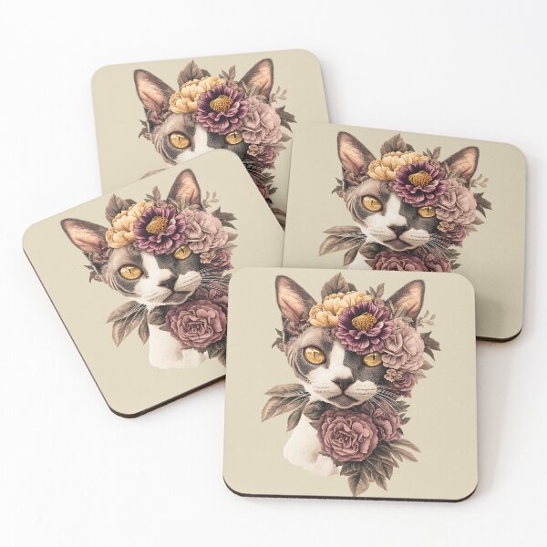 Item preview, Floral Devon Rex Cat designed and sold by bapupa.