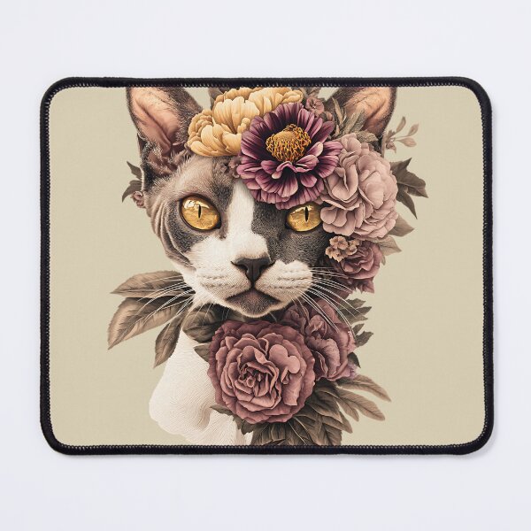 Item preview, Floral Devon Rex Cat designed and sold by bapupa.