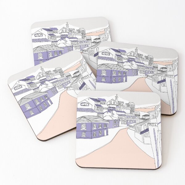 Item preview, Lavender Roofs Village – Mediterranean Line Art designed and sold by dearjunie.