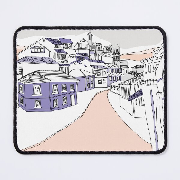 Item preview, Lavender Roofs Village – Mediterranean Line Art designed and sold by dearjunie.