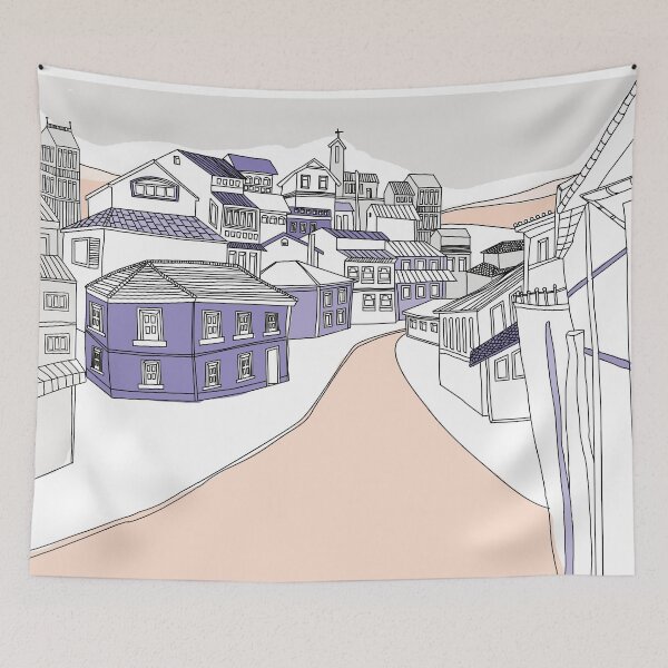 Item preview, Lavender Roofs Village – Mediterranean Line Art designed and sold by dearjunie.