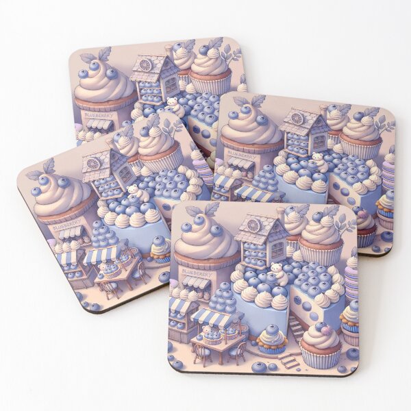 Item preview, Blueberry Bear Village – Arte de fantasía de postres kawaii designed and sold by dearjunie.