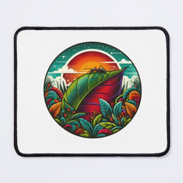 Item preview, vintage colorful leaf in the grass with ant and sunset,Vintage Flowers,Retro Flowers,retro floral,vintage nature designed and sold by Expressions-Sel.