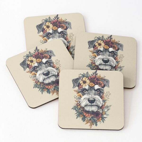 Item preview, Floral Miniature Schnauzer Dog designed and sold by bapupa.