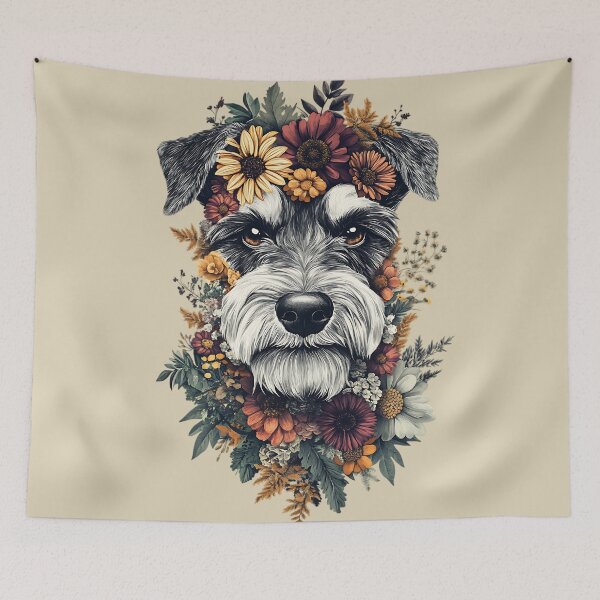 Item preview, Floral Miniature Schnauzer Dog designed and sold by bapupa.