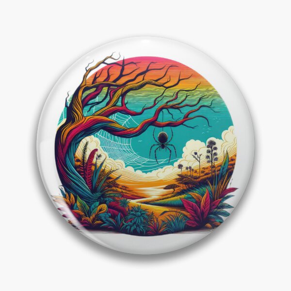 Artikelvorschau, Vintage Buntes Baum mit Spinnen und Sonnenuntergang, Vintage -Blumen, Retroblüten, Retro Blumen-, Vintage -Natur entworfen und verkauft von Expressions-Sel.