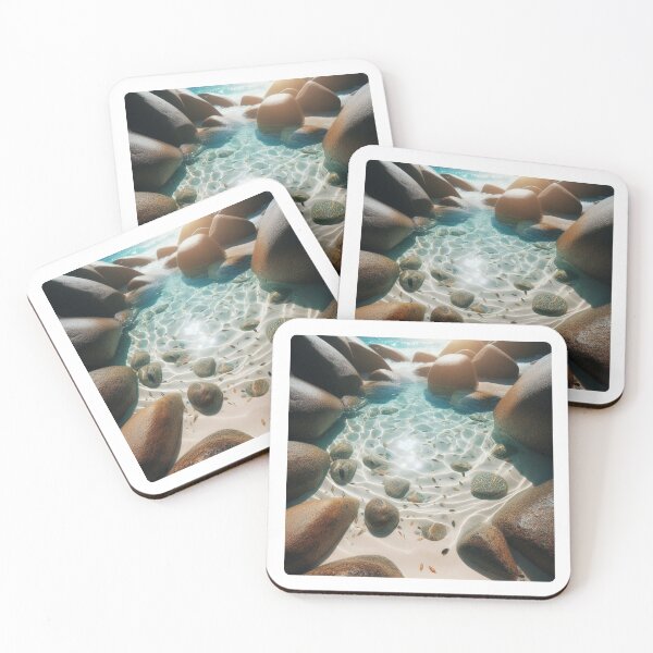 Item preview, Artificial Beach Fish Pond with Rocks – Realistic AI Artwork for Beach Lovers & Travel-Themed Clothing & Accessories designed and sold by knalpot-design.