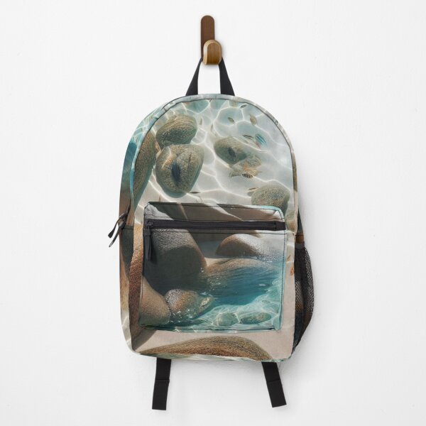 Item preview, Artificial Beach Fish Pond with Rocks – Realistic AI Artwork for Beach Lovers & Travel-Themed Clothing & Accessories designed and sold by knalpot-design.