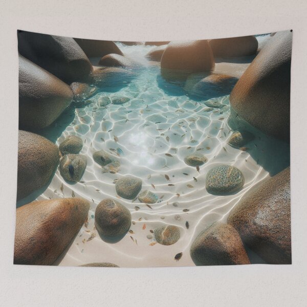 Item preview, Artificial Beach Fish Pond with Rocks – Realistic AI Artwork for Beach Lovers & Travel-Themed Clothing & Accessories designed and sold by knalpot-design.