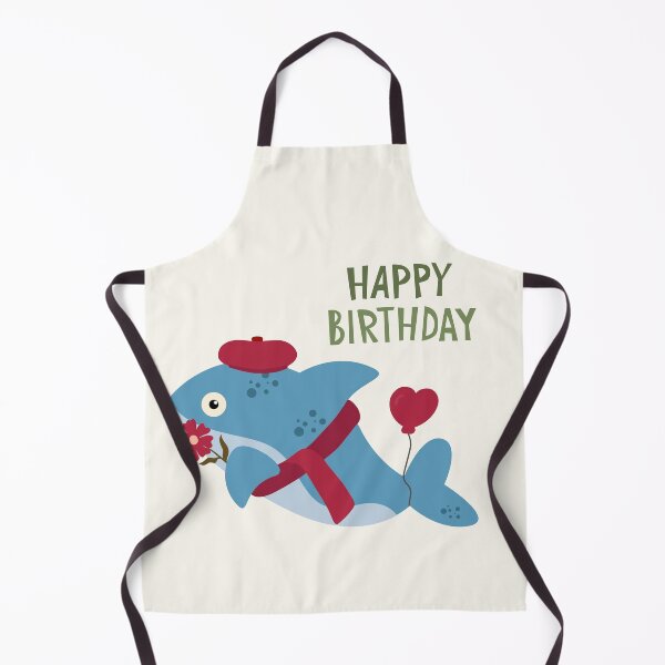 Item preview, Happy Birthday with Dolphin Wearing Beret,Scarf,Balloon and Holding Flower designed and sold by AlginaPugachova.