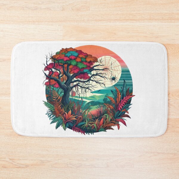 Item preview, vintage colorful tree with cobweb and spider,Vintage Flowers,Retro Flowers,retro floral,vintage nature designed and sold by Expressions-Sel.