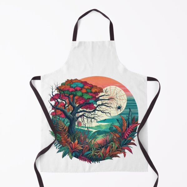 Item preview, vintage colorful tree with cobweb and spider,Vintage Flowers,Retro Flowers,retro floral,vintage nature designed and sold by Expressions-Sel.
