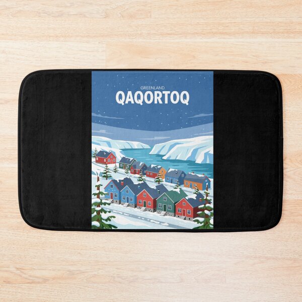 Item preview, Qaqortoq, Greenland Winter - Colorful Arctic Village and Snowy Fjord Scene designed and sold by paulo silveira.