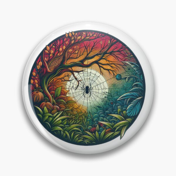 Artikelvorschau, Vintage Buntes Baum mit Spinnen und Netz mit Sonnenuntergang, Vintage -Blumen, Retroblüten, Retro -Blumen-, Vintage -Natur entworfen und verkauft von Expressions-Sel.