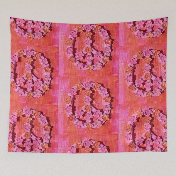 Item preview, Red & Pink Peace Flower Clay Art Piece On A Background  designed and sold by Artfullycuratedcreations.