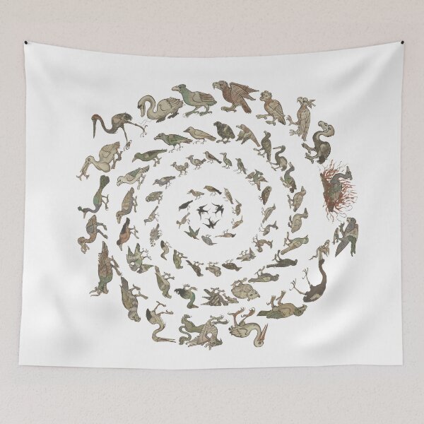 Item preview, Medieval bird illustration compilation circles designed and sold by IllmadeErrant.