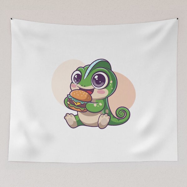 Item preview, chameleon eating burger designed and sold by Eternalski.