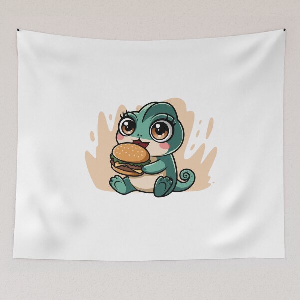 Item preview, chameleon eating burger designed and sold by Eternalski.