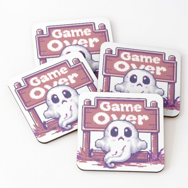 Item preview, game over ghost design, retro gaming designed and sold by SvarunPogani.