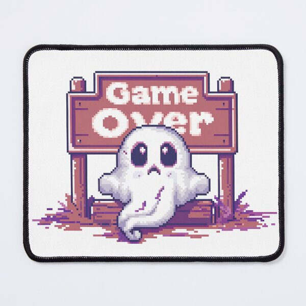 Item preview, game over ghost design, retro gaming designed and sold by SvarunPogani.