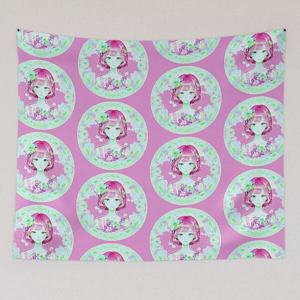 Item preview, Pink Hair Anime Flower Girl "I'm here for the flowers!" designed and sold by Earth Nature Creations.