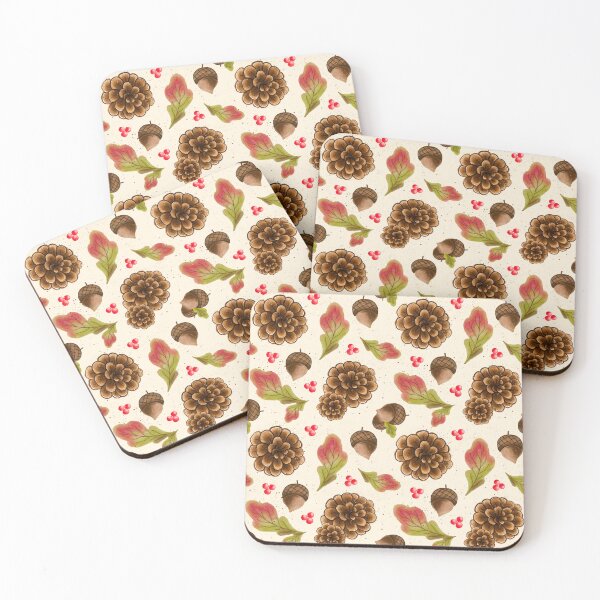 Item preview, pattern with pine cones acorns and leafs, autumn design designed and sold by jancajiravova.