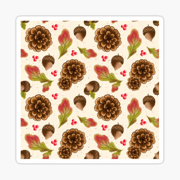 Item preview, pattern with pine cones acorns and leafs, autumn design designed and sold by jancajiravova.